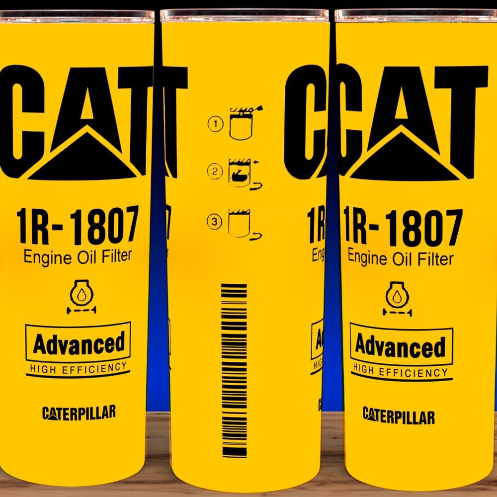Cat Caterpillar 1R-1807 Grunge Clean Oil Filter Cup Mug Tumbler 20oz